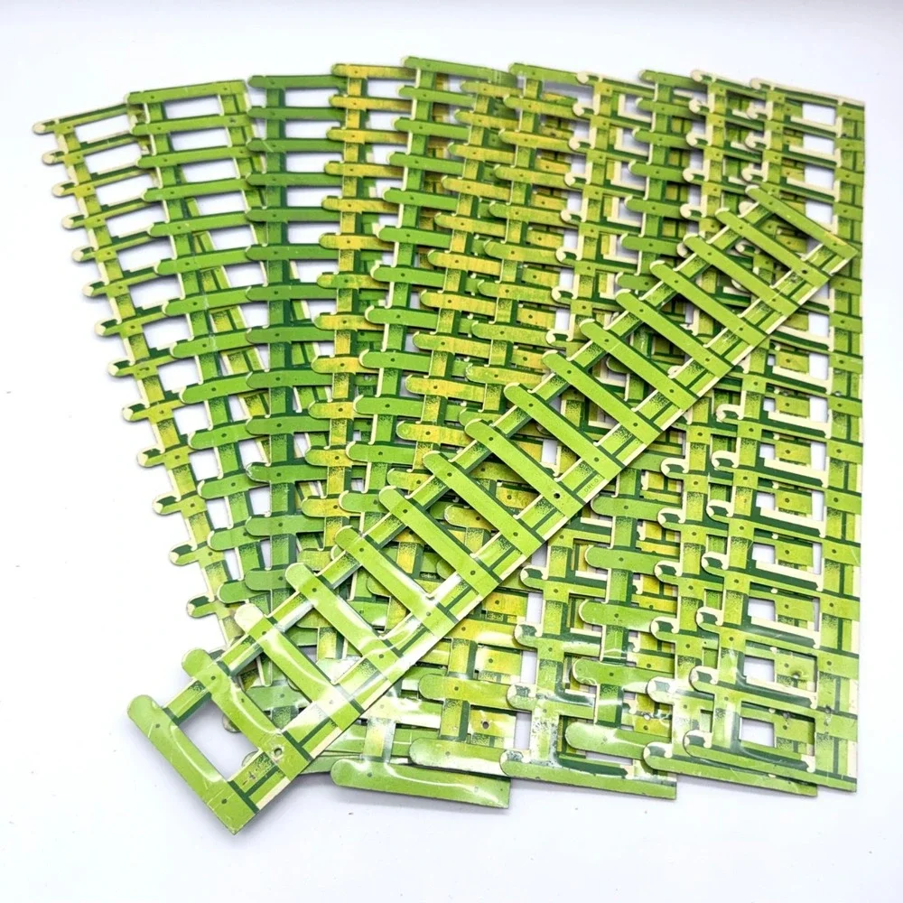 12 Ori-O Metal Picket Fence Vintage Miniature Christmas Village Dollhouse Green